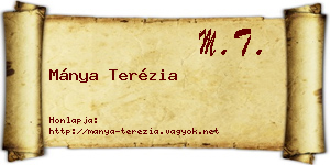 Mánya Terézia névjegykártya
